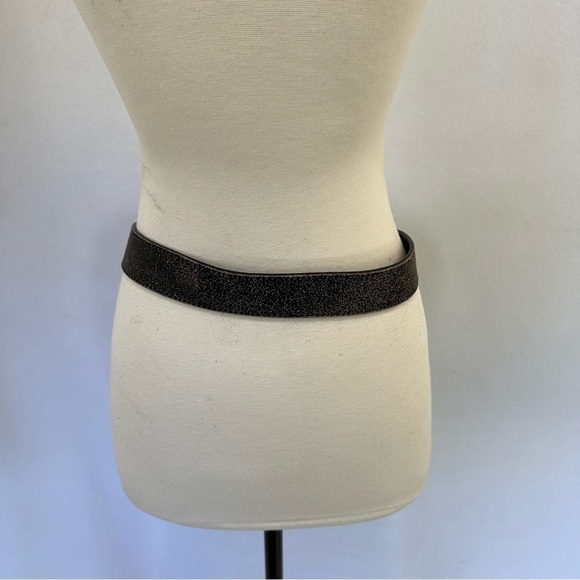 VERA PELLE Made in Italy Women’s Black Textured Leather Belt Statement Buckle L - Picture 6 of 7